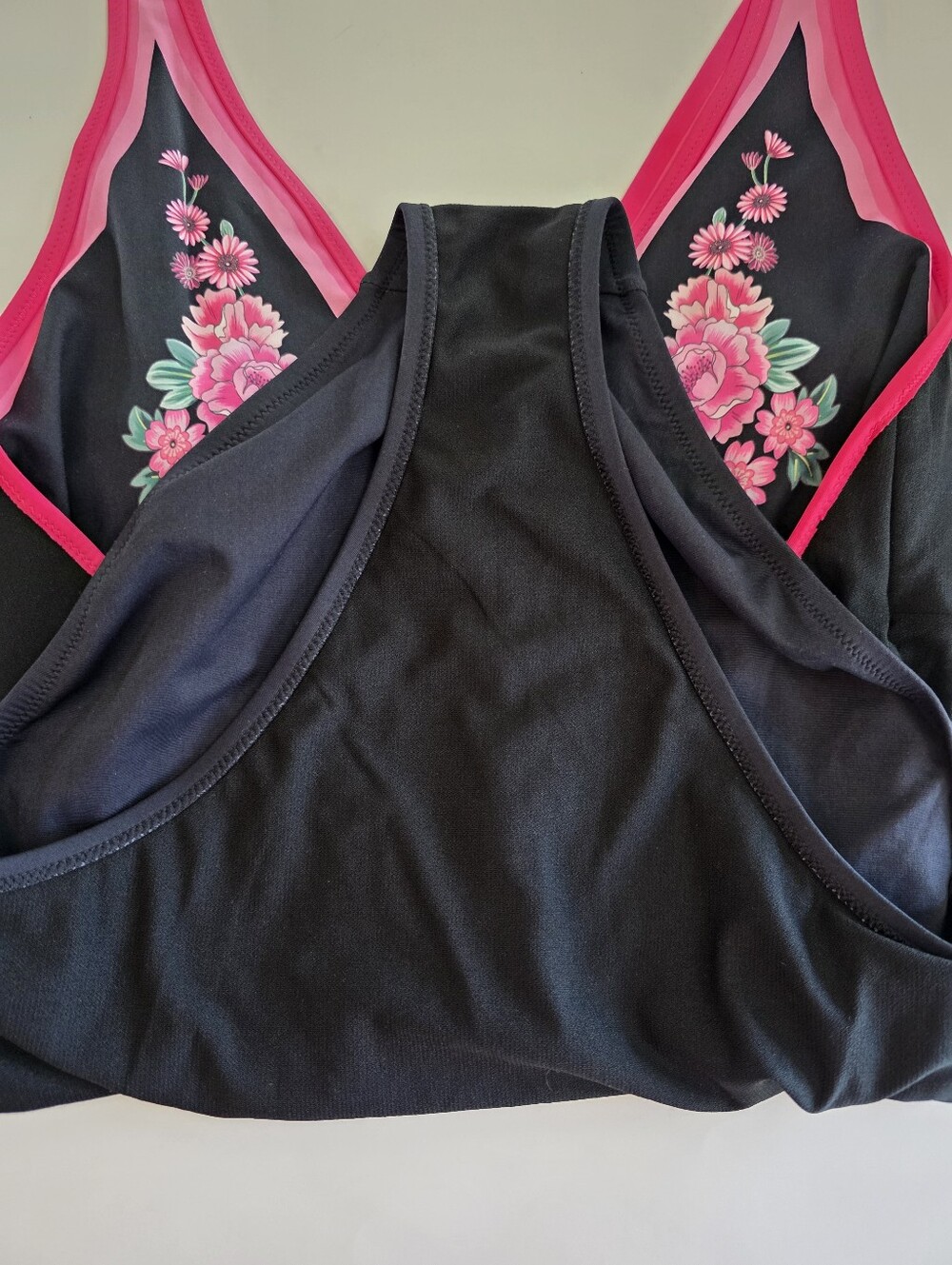 Johnny Was Blum Floral Halter One Piece Swimsuit Black Pink Floral Size M - Picture 12 of 14